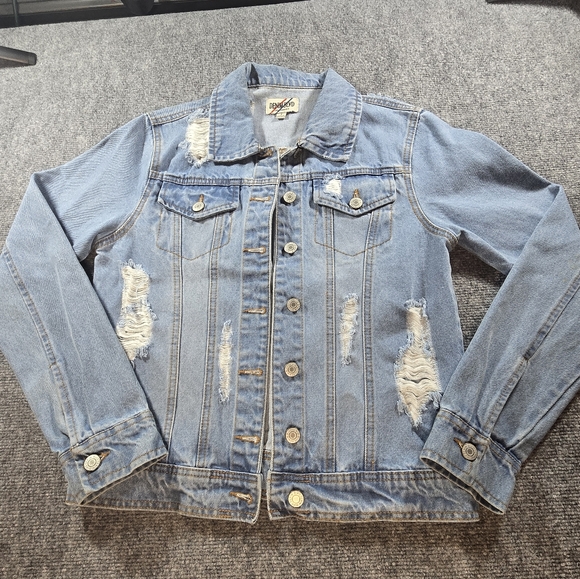 Denim Blvd Jackets & Blazers - Denim blvd jean jacket Distressed SZ S